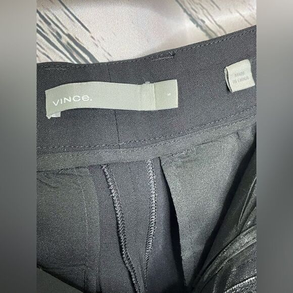 Vince. Wool Blend Trousers Black Flat Front 6 - Picture 4 of 8